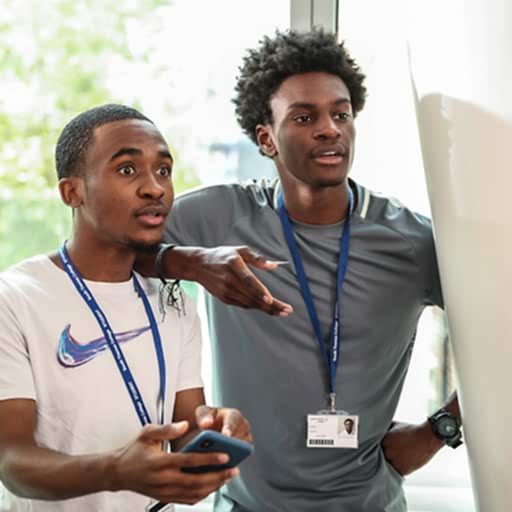 Two cool guys look amazed at some surprising news from a friend 