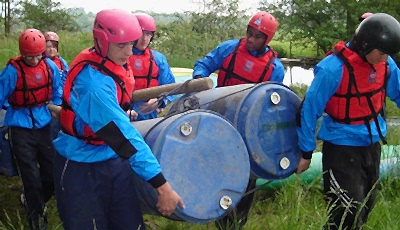 Students performing a practice rescue