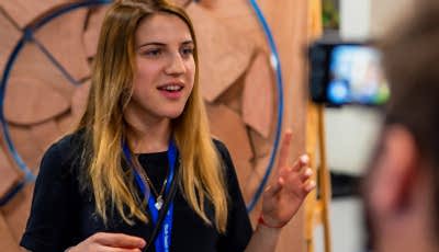 Student giving a talk